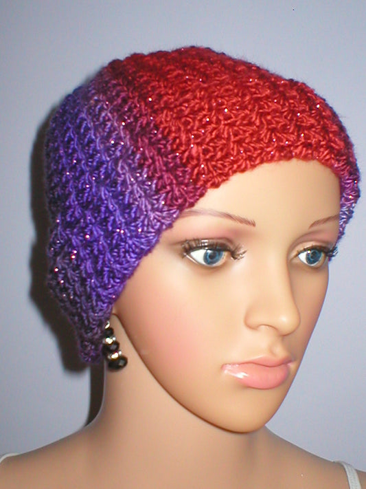 Supersoft hand crochet sparkle beanie with turn up - Foiled