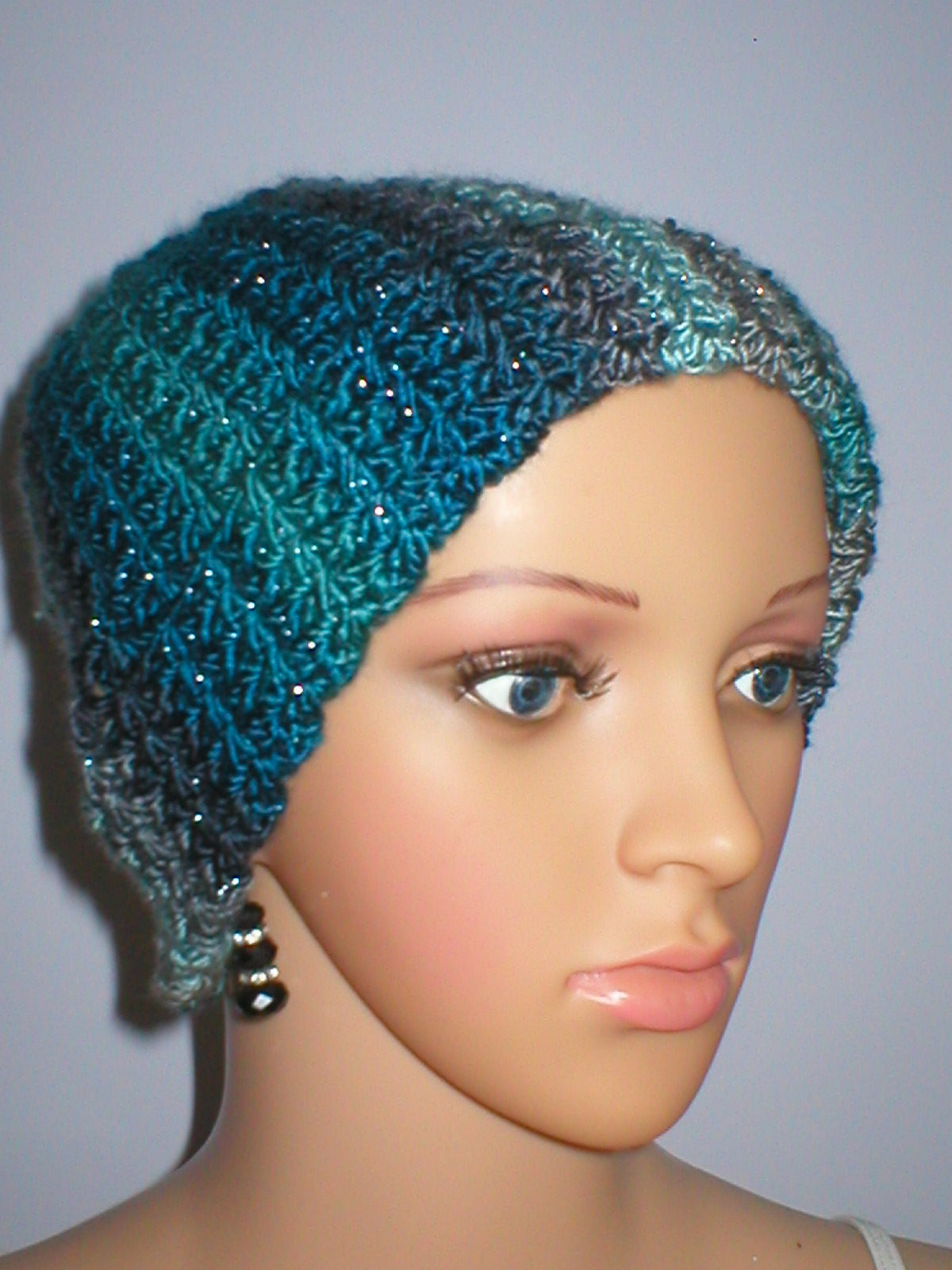 Soft hand crochet sparkle beanie with turn up - Gem