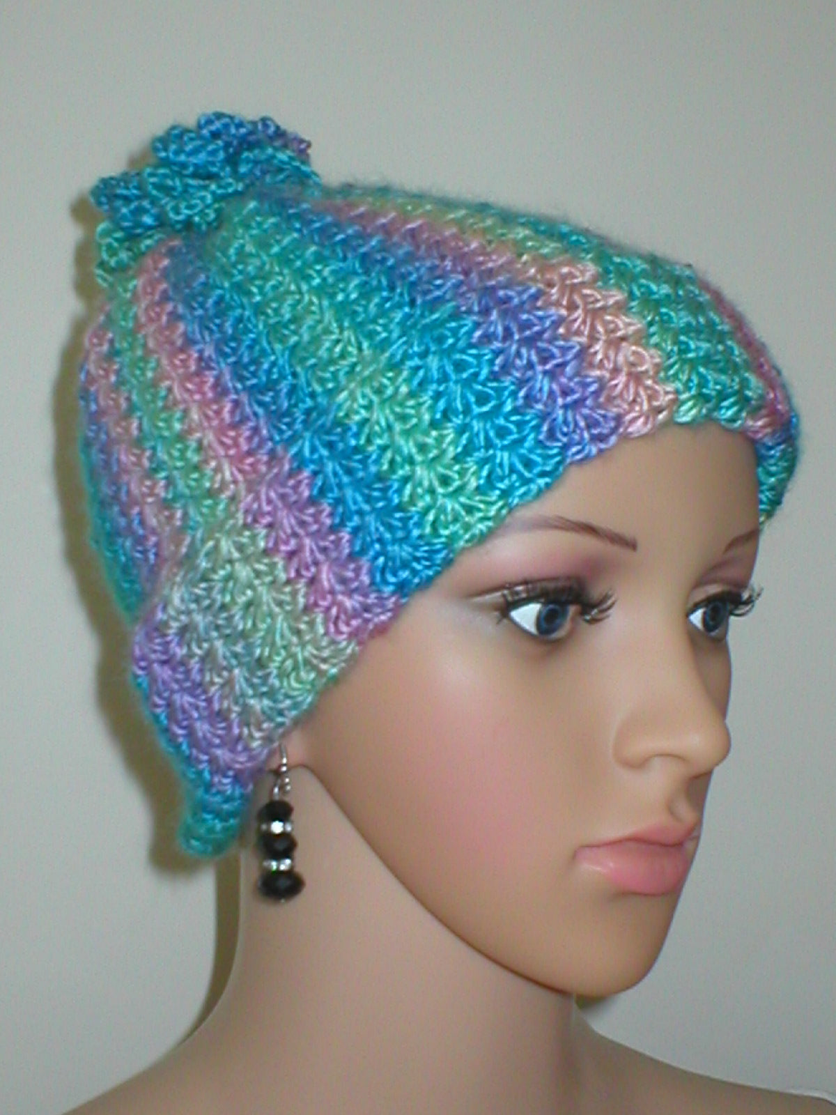 Supersoft hand crochet beanie hat woith crochet pom pom - Harmony