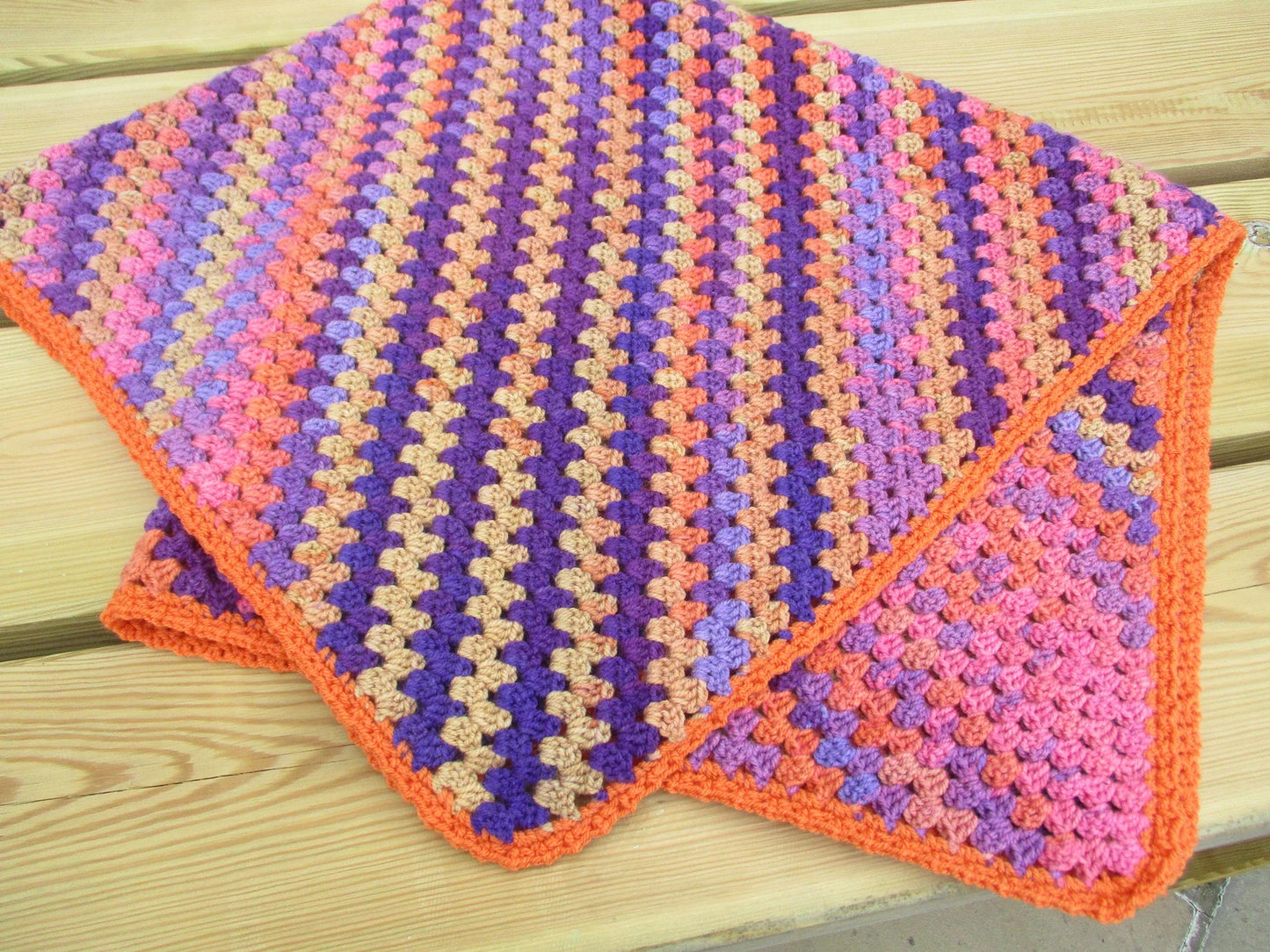 Soft hand crocheted lap blanket - Purple haze 35x35 inches