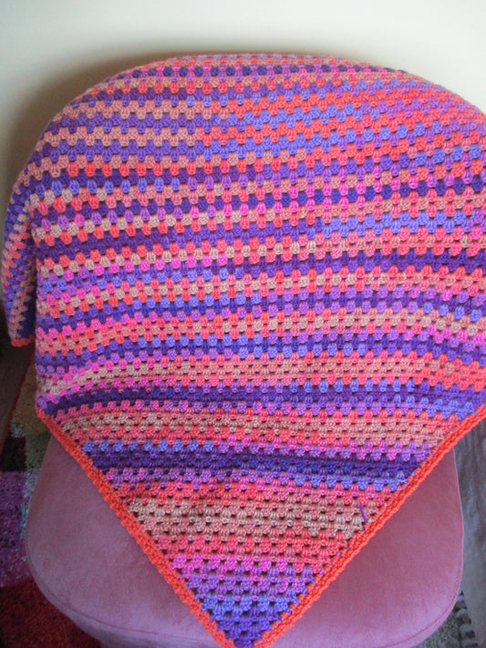 Soft hand crocheted lap blanket - Purple haze 35x35 inches