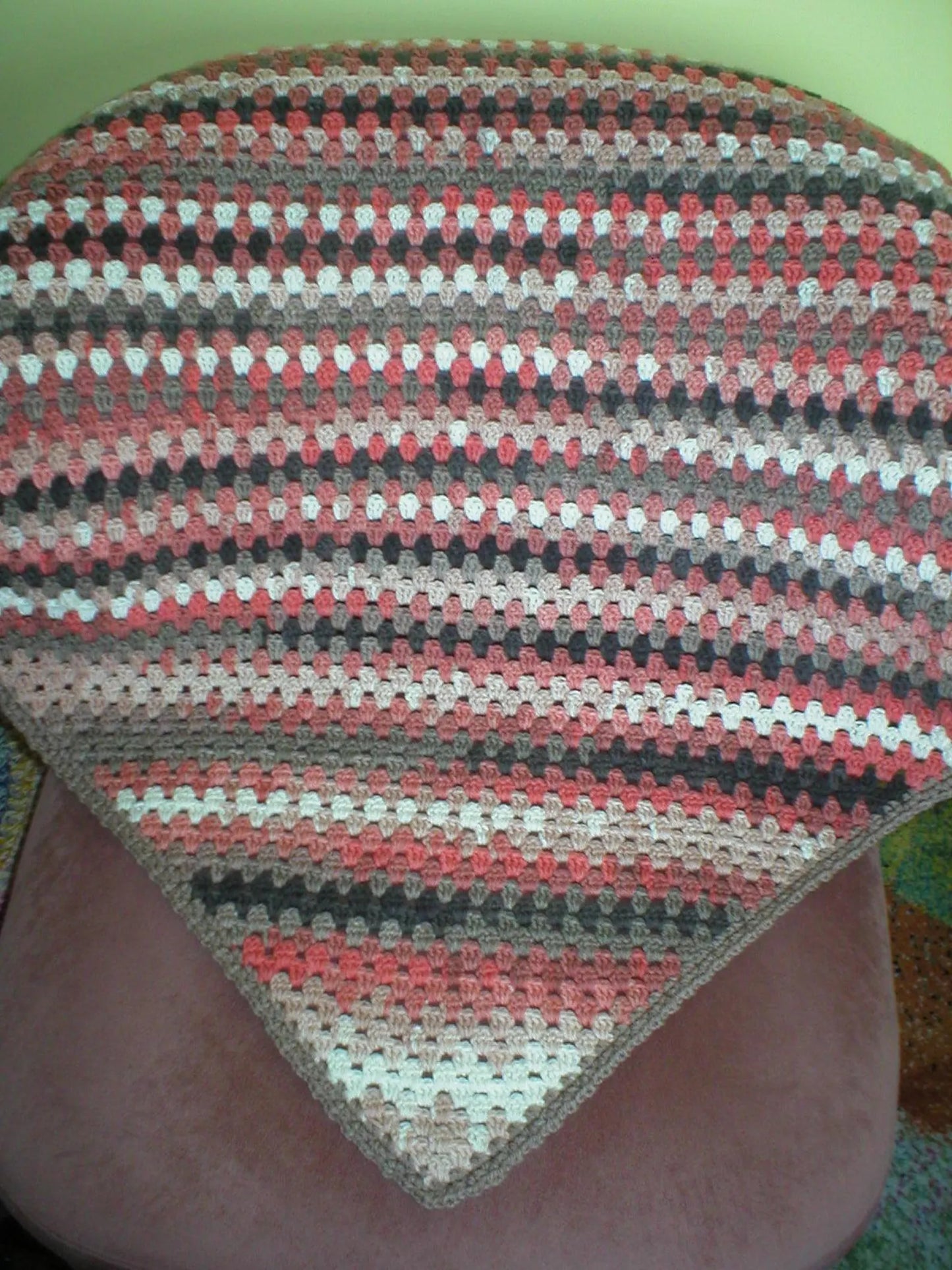 Soft hand crocheted lap blanket - Pomegranate 32x32 inches