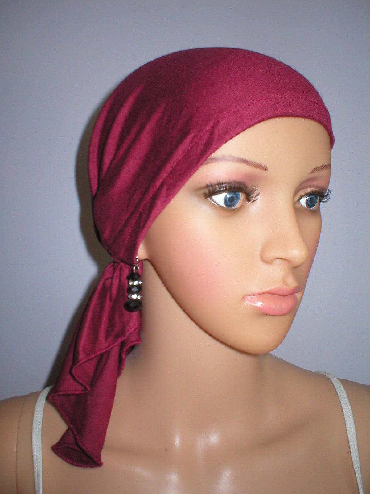Soft lightweight jersey chemo bandana - pre tied chemo scarf - Kiki wine