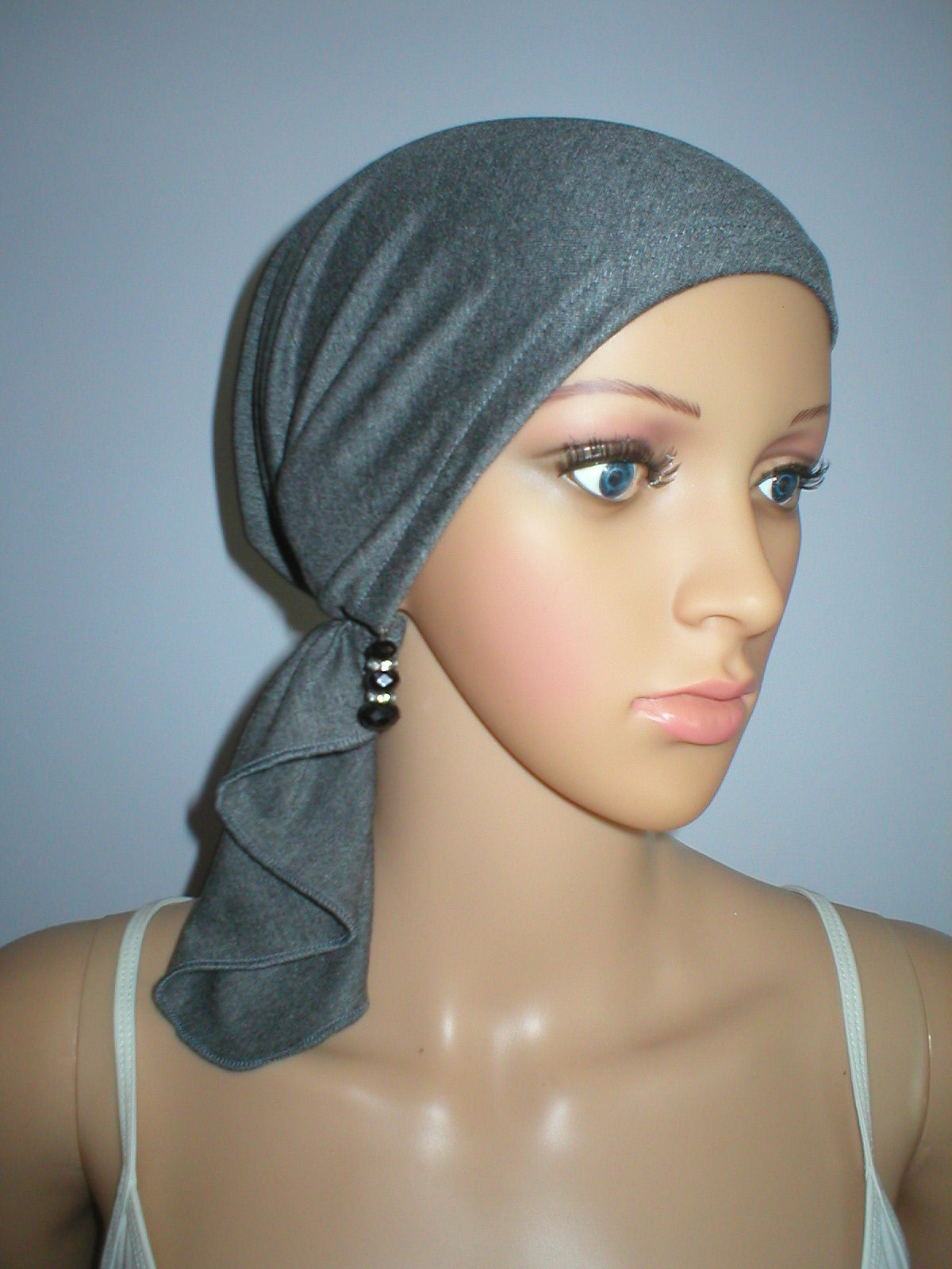 Soft lightweight jersey chemo bandana - pre tied chemo scarf - Kiki dark grey marl