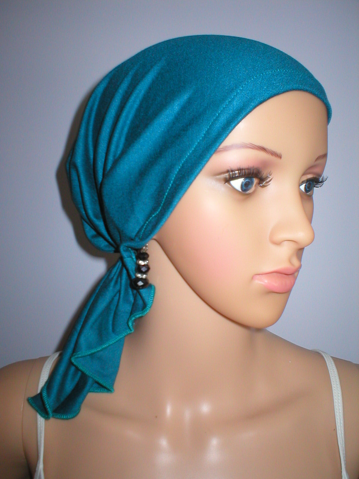 Soft lightweight jersey chemo bandana - pre tied chemo scarf - Kiki teal