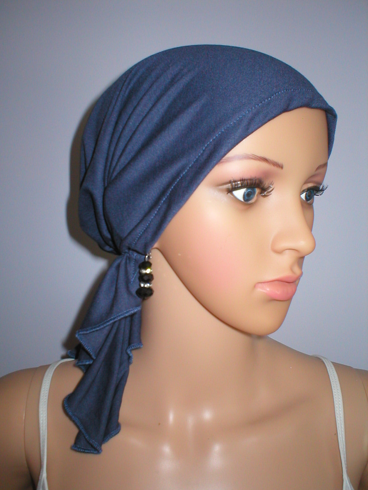 Soft lightweight jersey chemo bandana - pre tied chemo scarf - Kiki steel