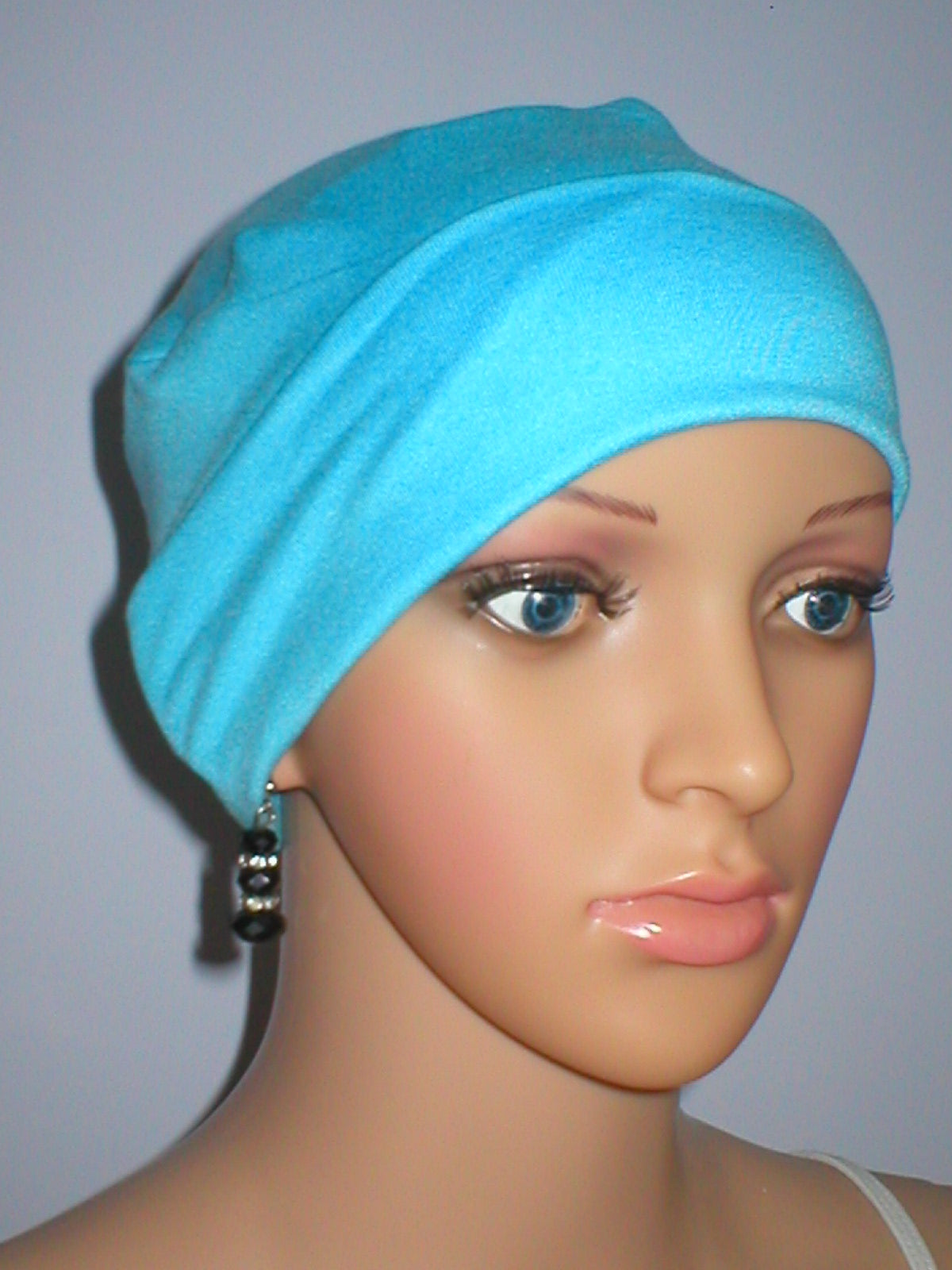 Soft comfortable base chemo hats for hair loss - Olivia aqua