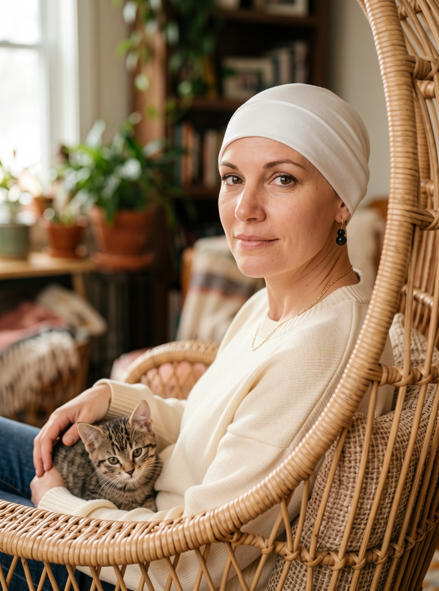 Soft comfortable base chemo hats for hair loss and alopecia - Olivia cream