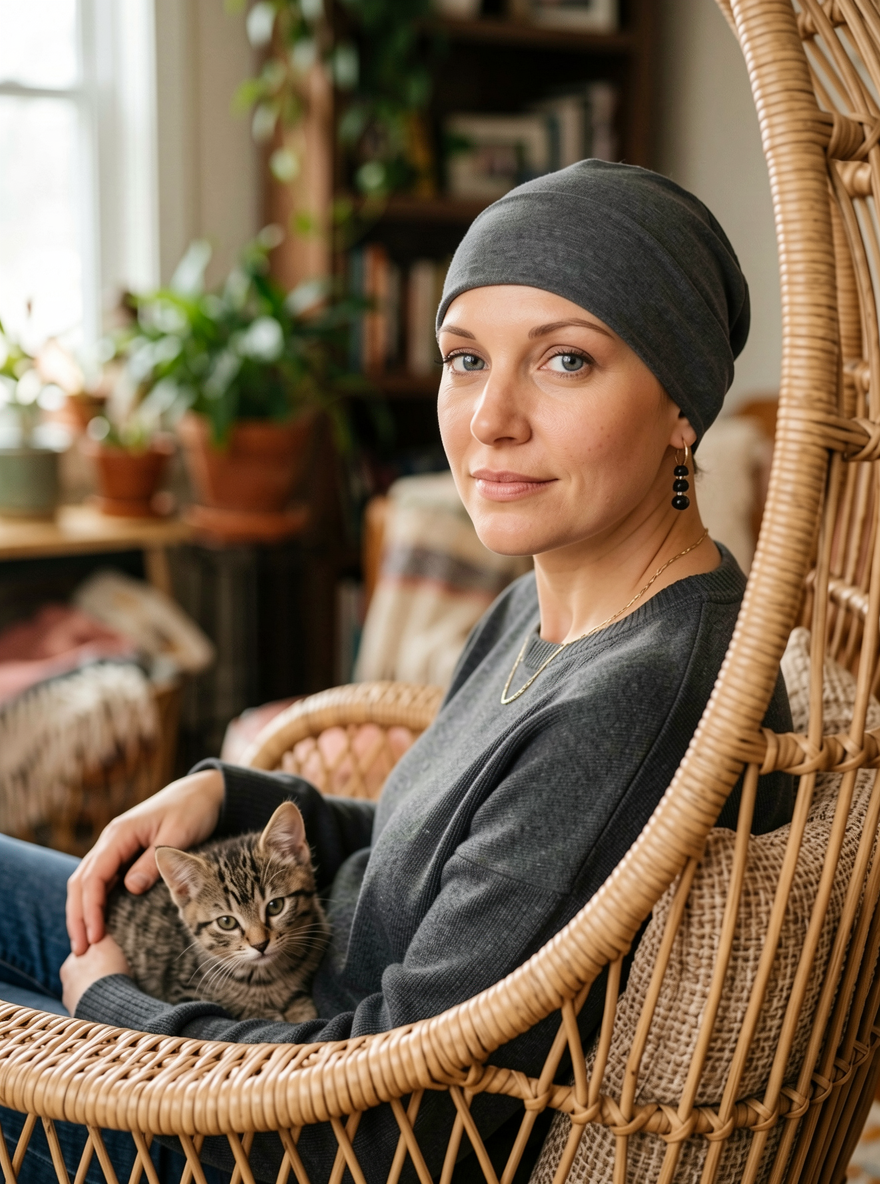Soft comfortable base chemo hats for hair loss and alopecia - Olivia dark grey marl