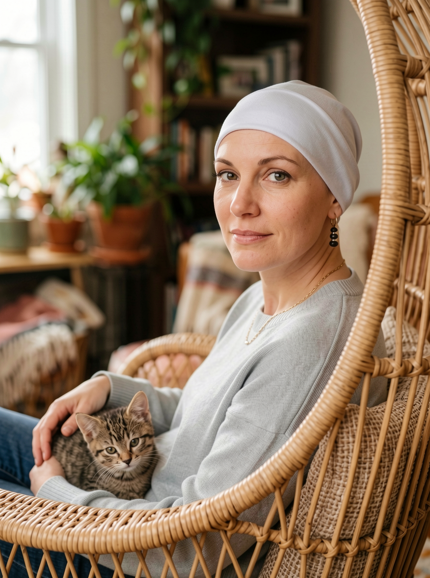 Soft comfortable base chemo hats for hair loss and alopecia - Olivia silver