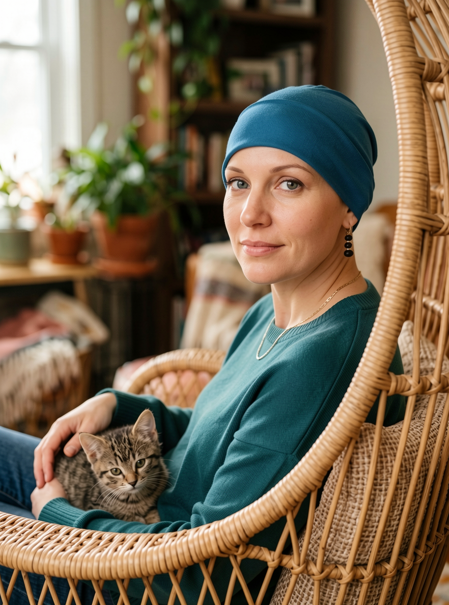 Soft comfortable base chemo hats for hair loss and alopecia - Olivia teal