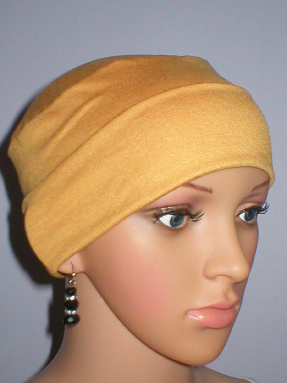 Soft comfortable base chemo hats for hair loss and alopecia - Olivia mustard