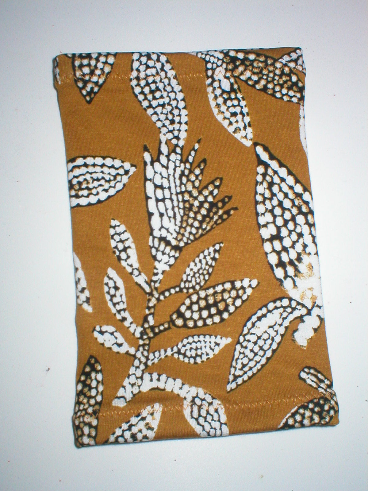 Premium patterned medium picc line covers for chemo/diabetes etc - Ochre dotty leaves