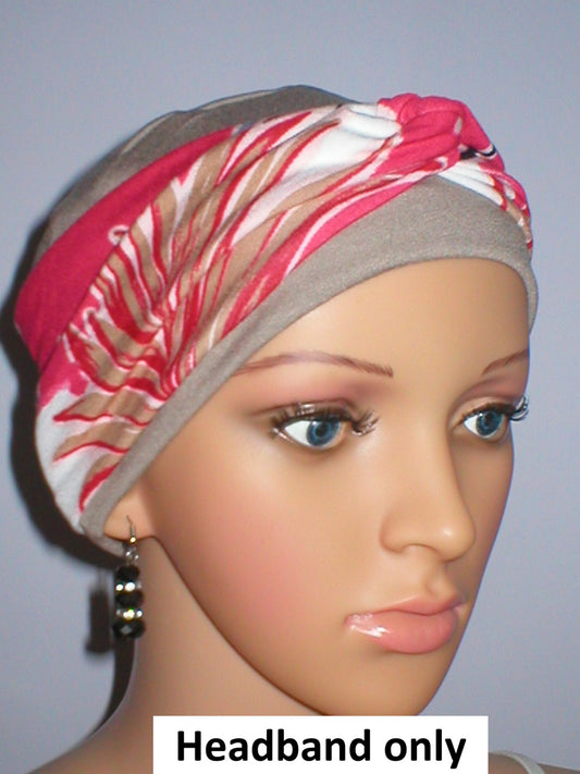 Soft twist jersey headband - chemo hat accessory - Sara persimmon palm