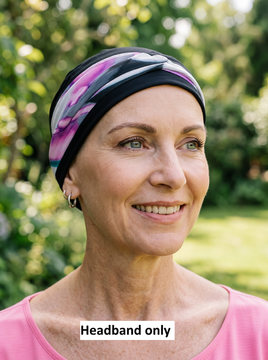 Soft twist jersey headband - chemo headwear accessory - Sara pink grey haze