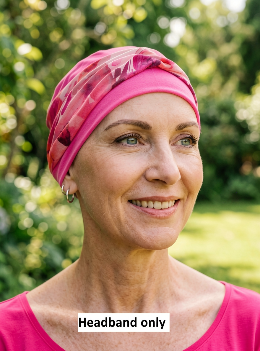 Soft jersey twist headband - chemo headwear accessory - Sara pink pastel floral