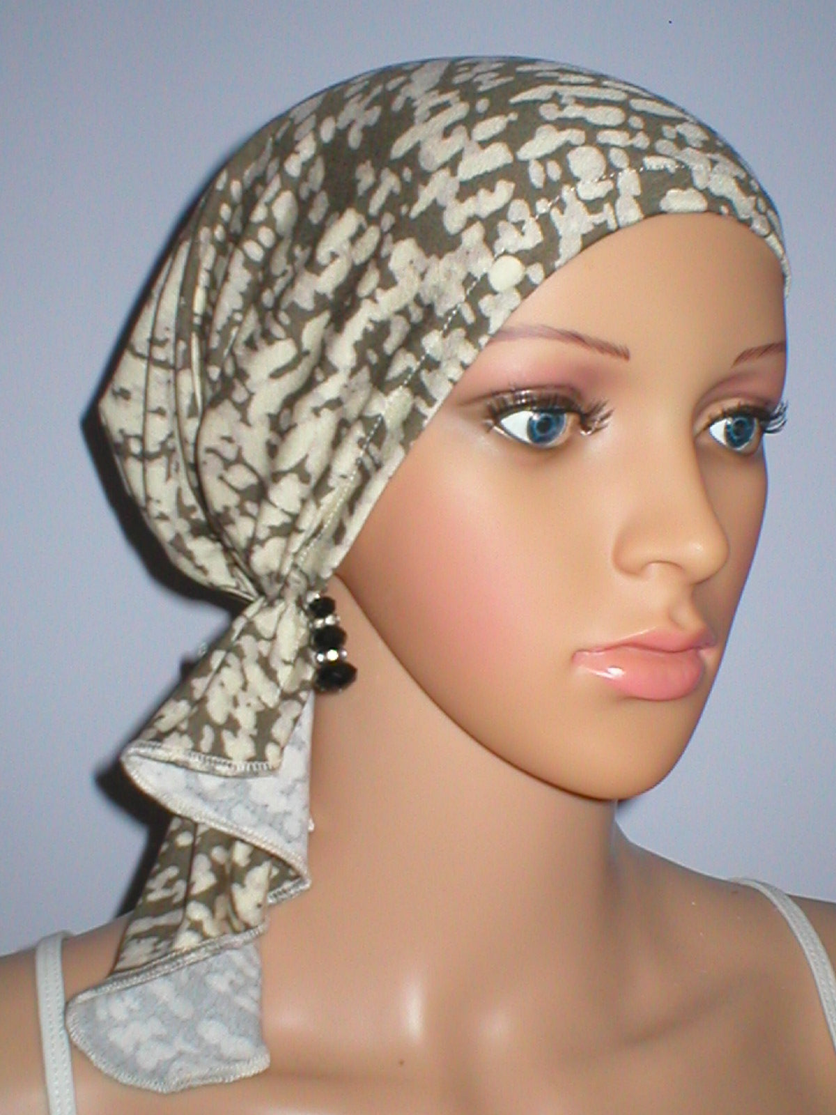 Soft lightweight jersey chemo bandana - Pre tied chemo scarf - Pippa cream taupe pebbles