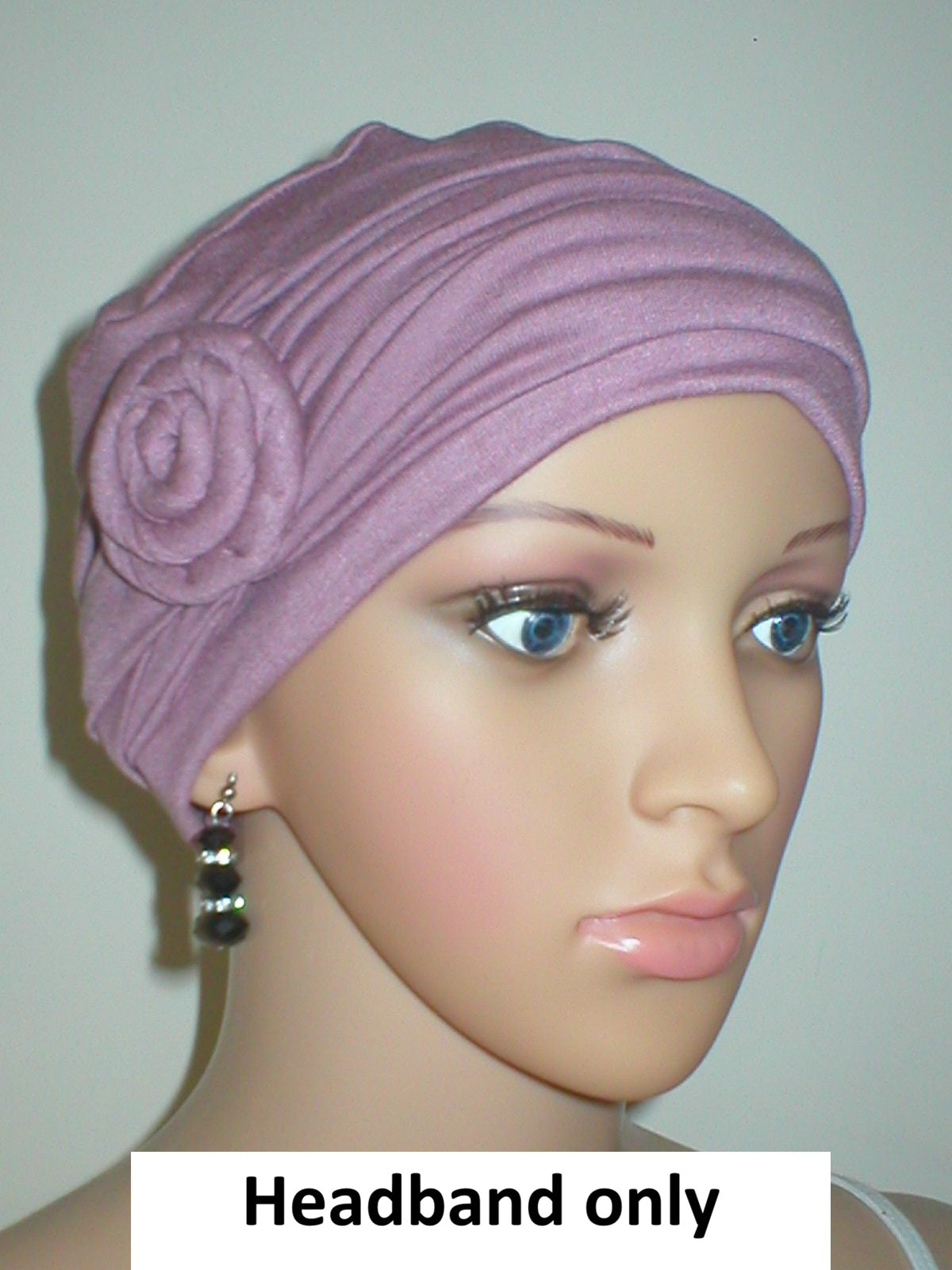 Soft jersey headband with rose- chemo hat accessory - Rosa rose