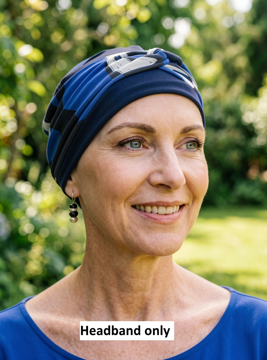 Soft twist chemo headband - chemo hat accessory - Sara royal black art