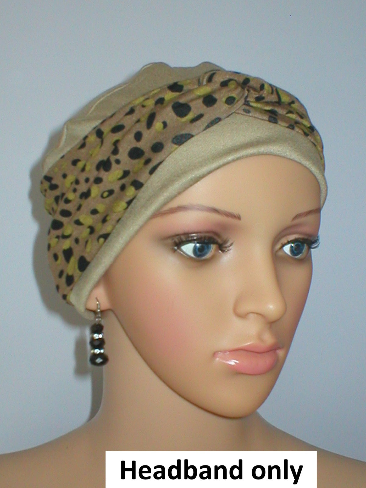 Soft jersey twist headband - chemo hat accessory - Sara caramel cheetah