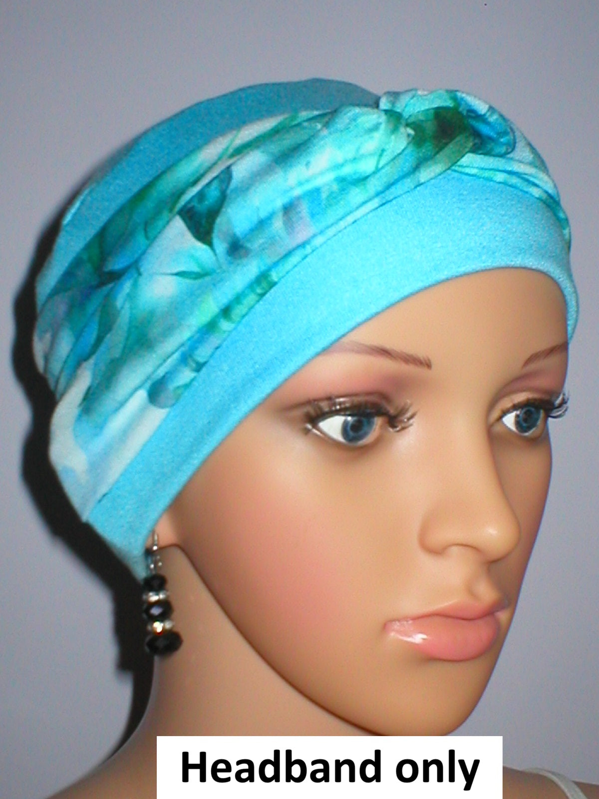 Soft twist jersey headband - chemo headwear accessory - Sara blue pastel floral