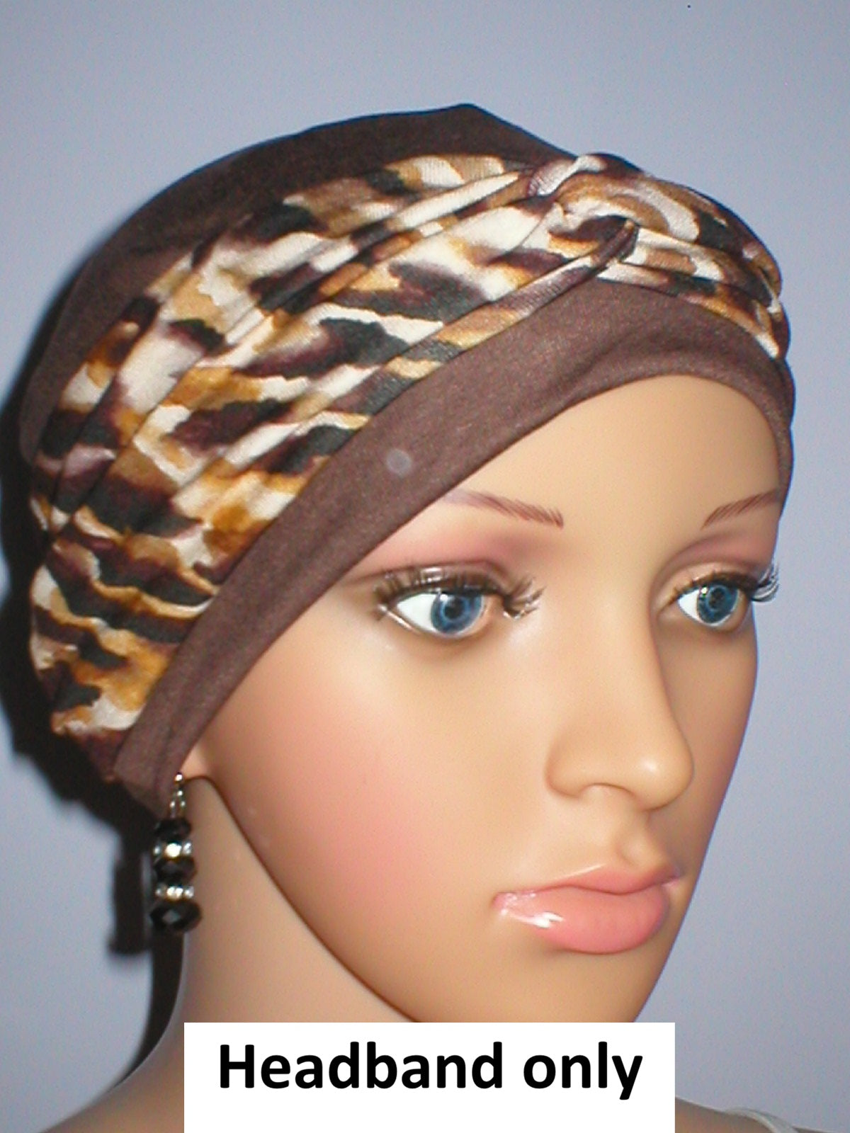 Soft jersey twist headband - chemo headwear accessory - Sara brown camel leopard