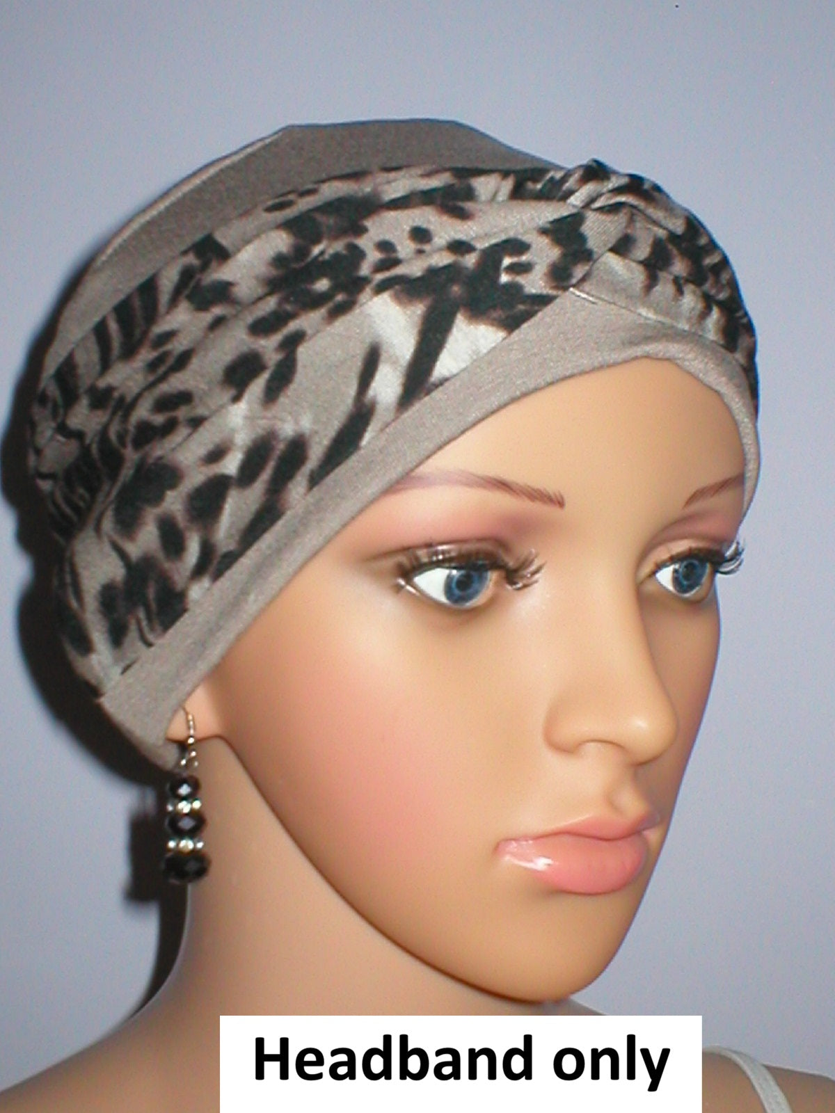 Soft jersey twist headband - chemo headwear accessory - Sara cappuccino choc leopard