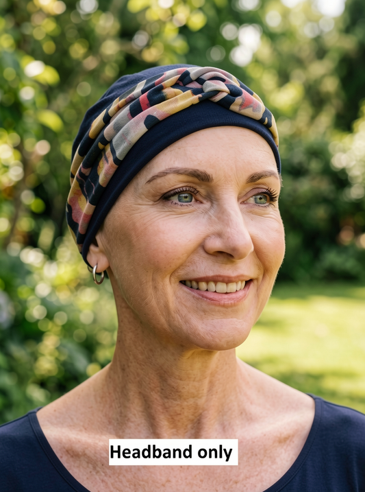 Soft twist jersey headband - chemo headwear accessory - Navy art