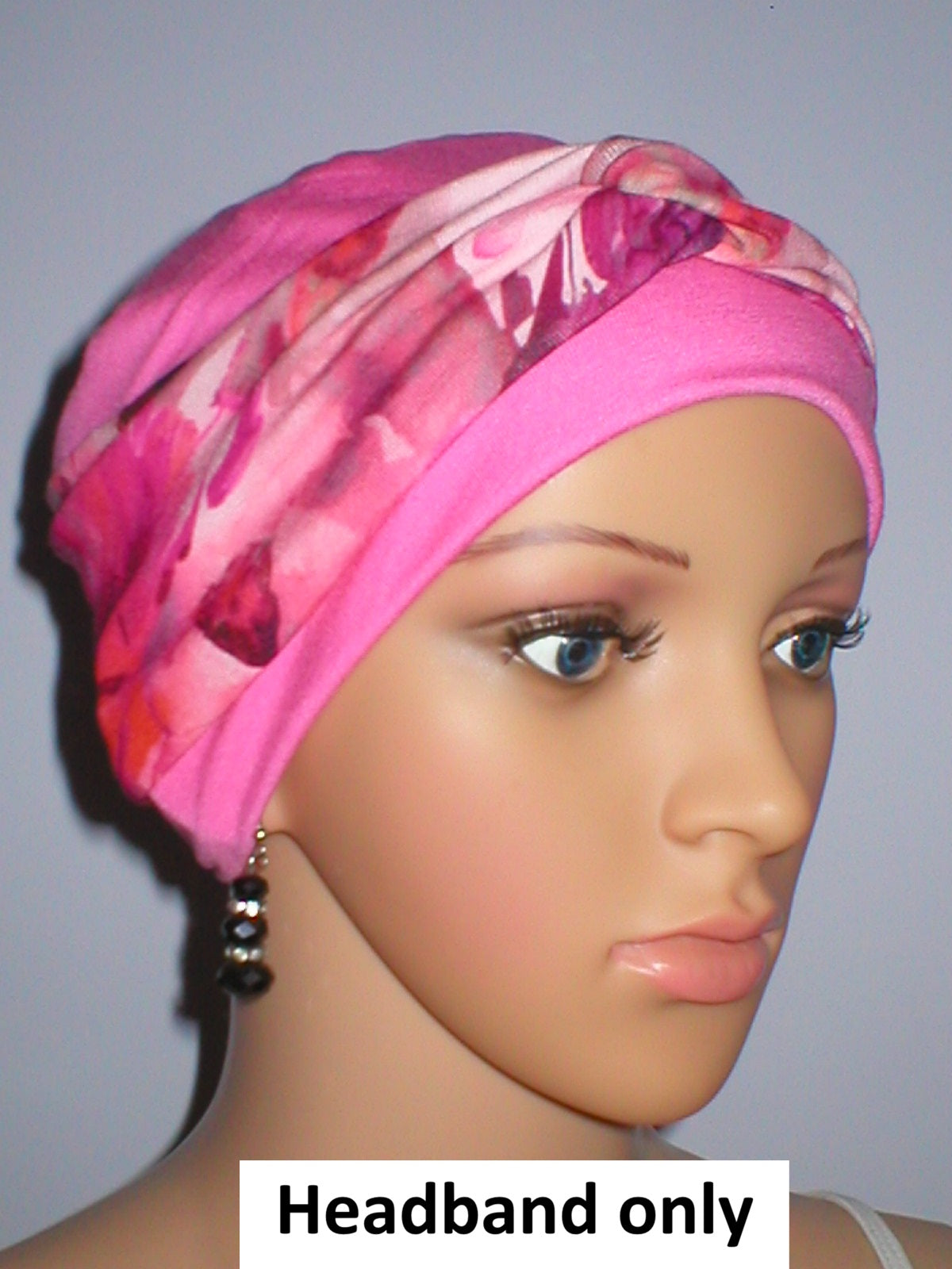 Soft jersey twist headband - chemo headwear accessory - Sara pink pastel floral