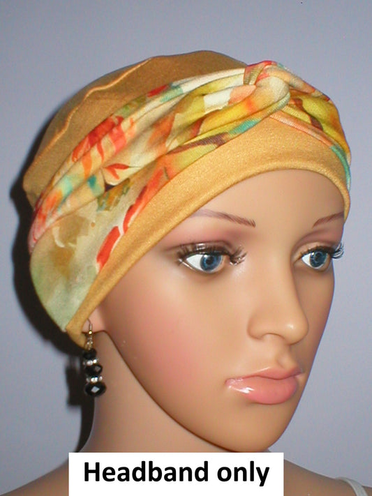Soft jersey twist headband - chemo headwear accessory - Sara sunshine floral