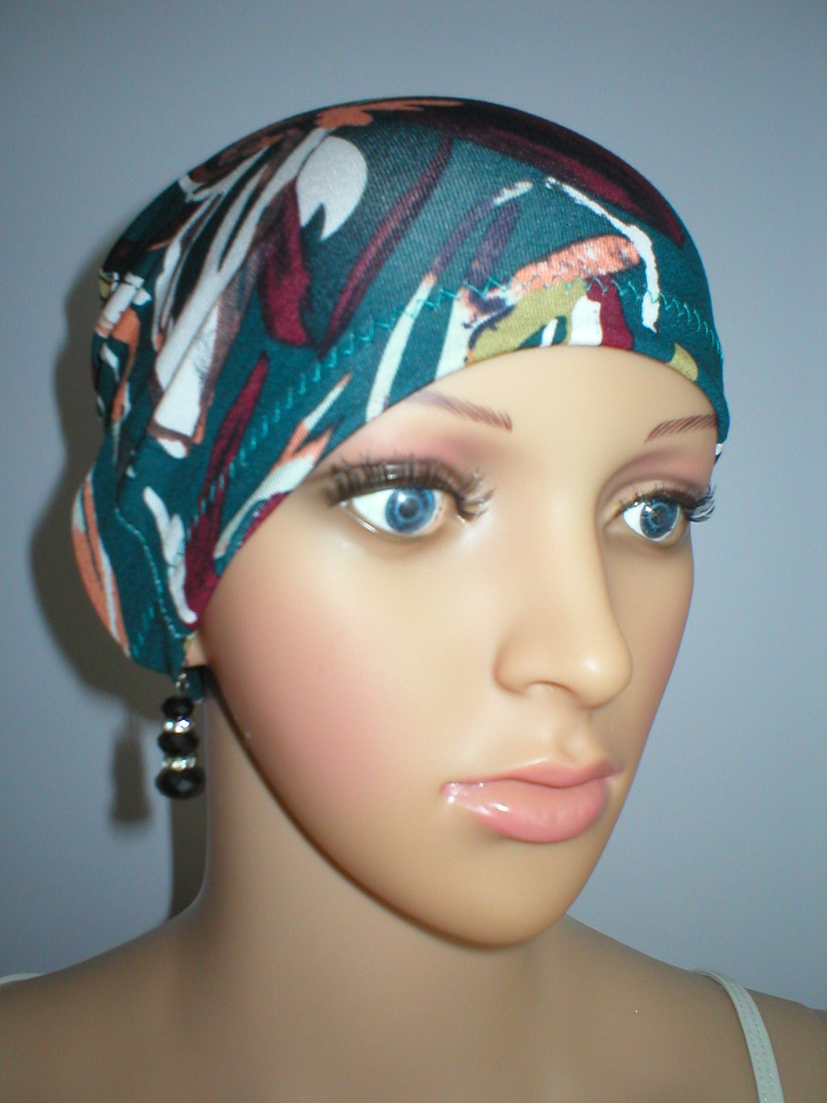 Soft lightweight comfortable chemo sleep hat/sleep cap - teal lily