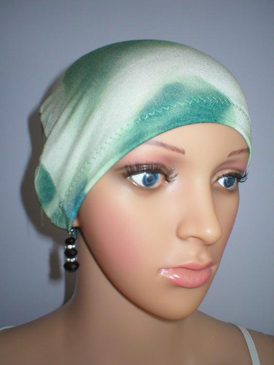 Soft lightweight comfortable chemo sleep hat/sleep cap - green haze