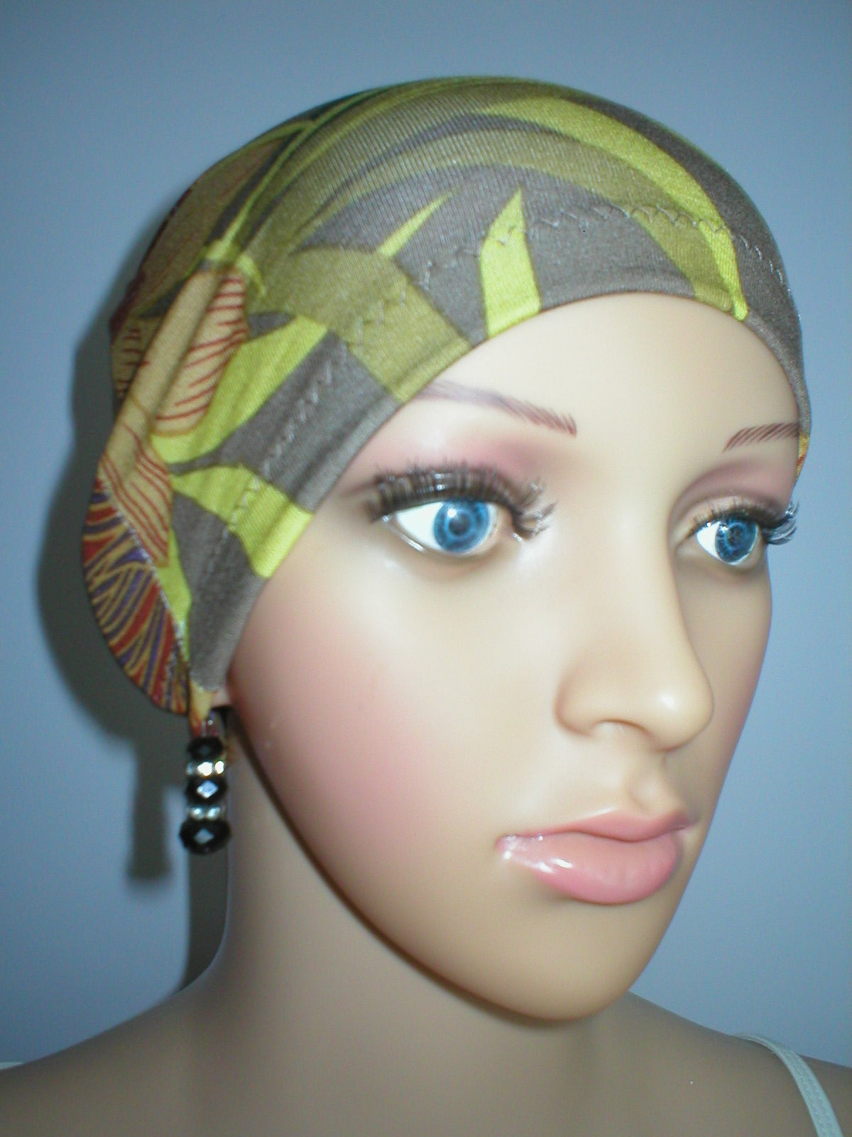 Soft lightweight comfortable chemo sleep hat/sleep cap - mocha sunflowers