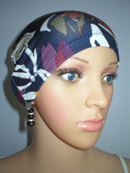 Soft lightweight comfortable chemo sleep hat/sleep cap - navy lily