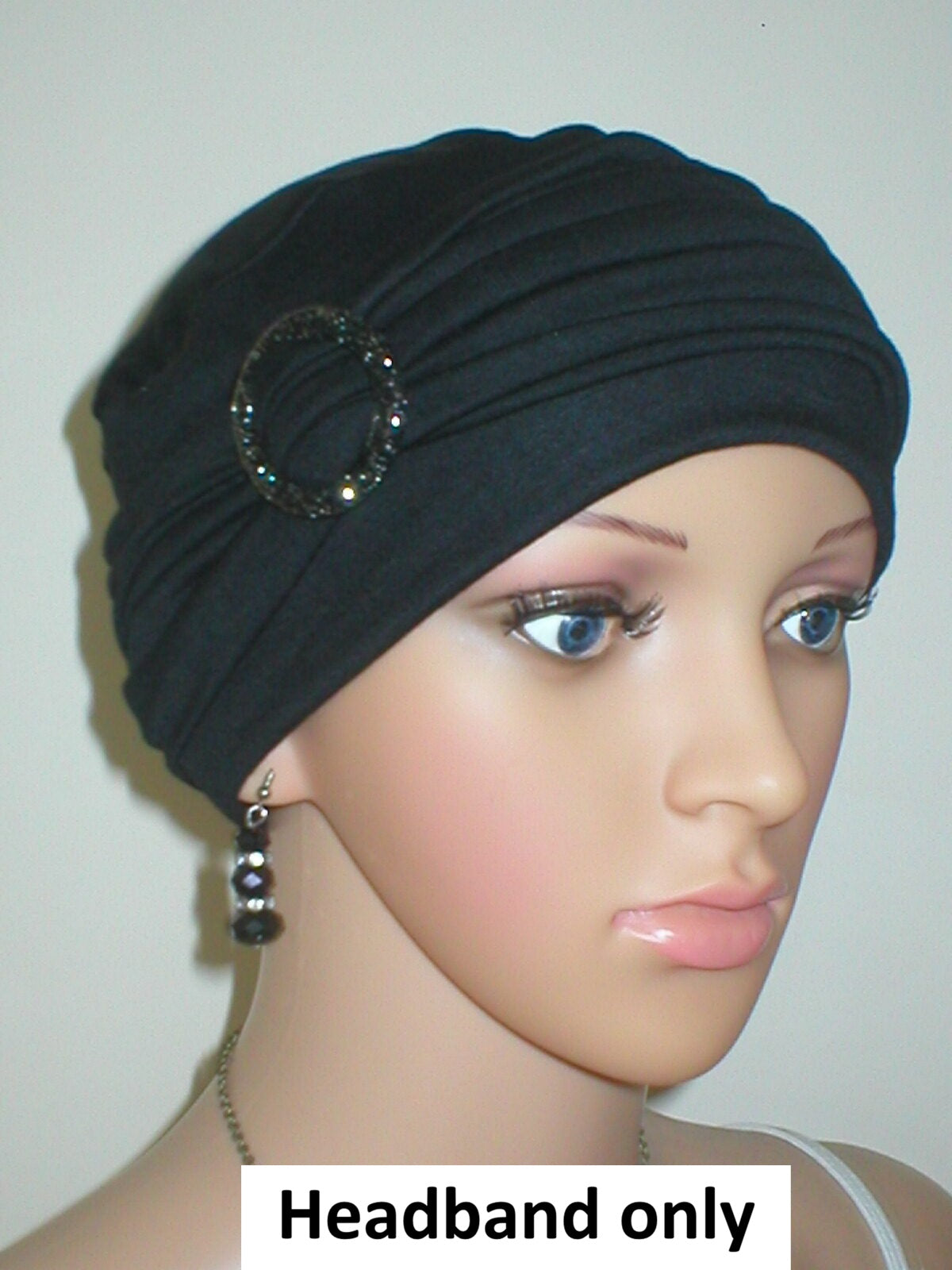 Soft jersey buckle headband - chemo hat accessory - Sophie black black