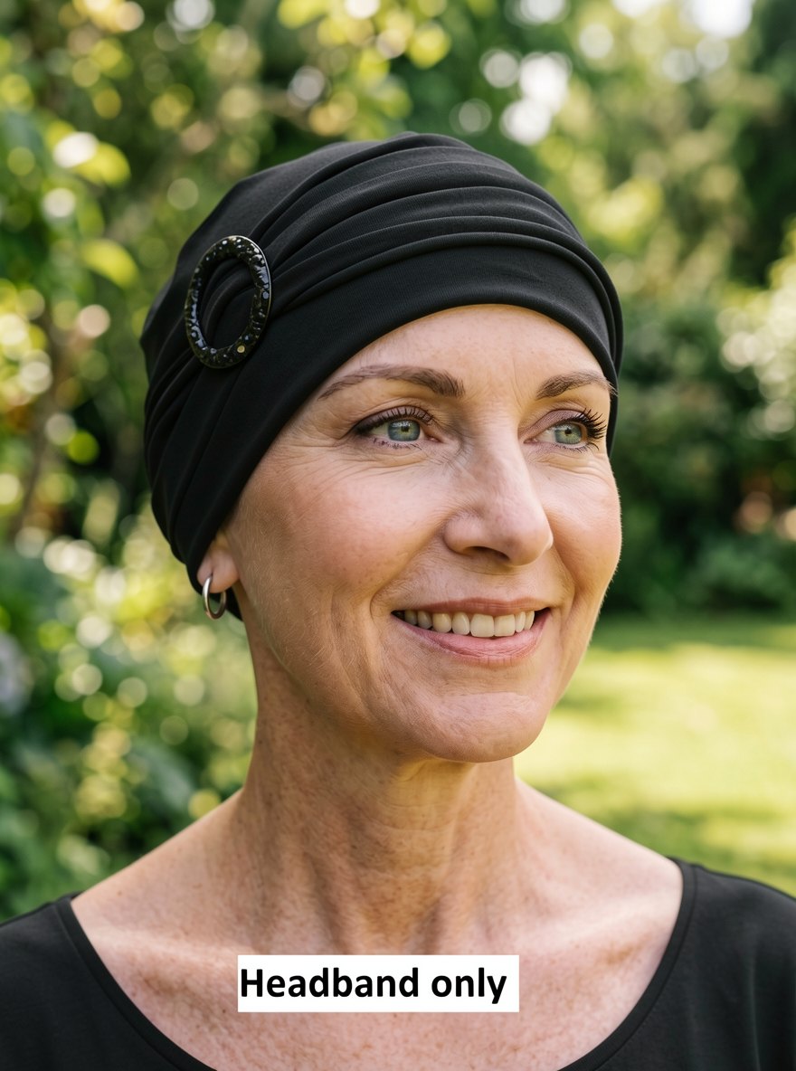Soft jersey buckle headband - chemo hat accessory - Sophie black black