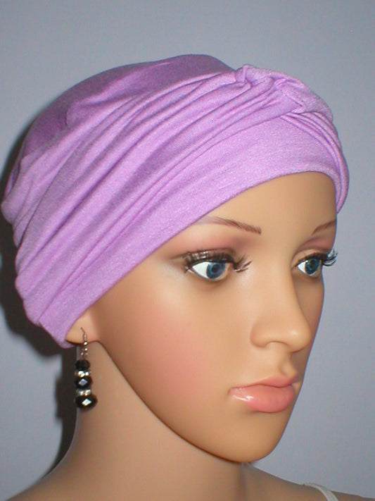 Soft ladies chemo hat and removable twist headband - Suzie lavender