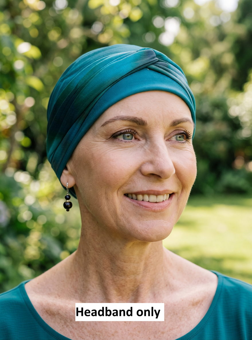 Soft twist jersey headband - chemo headwear accessory - Sara teal haze