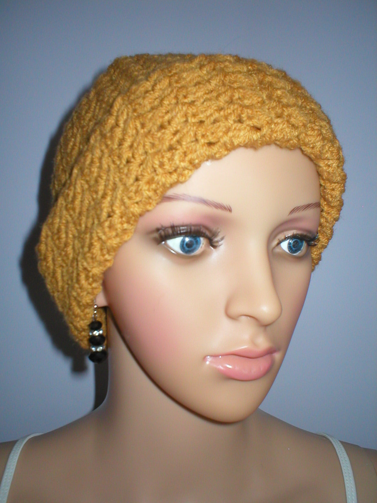 Supersoft hand crochet chunky beanie with turn up - Mustard