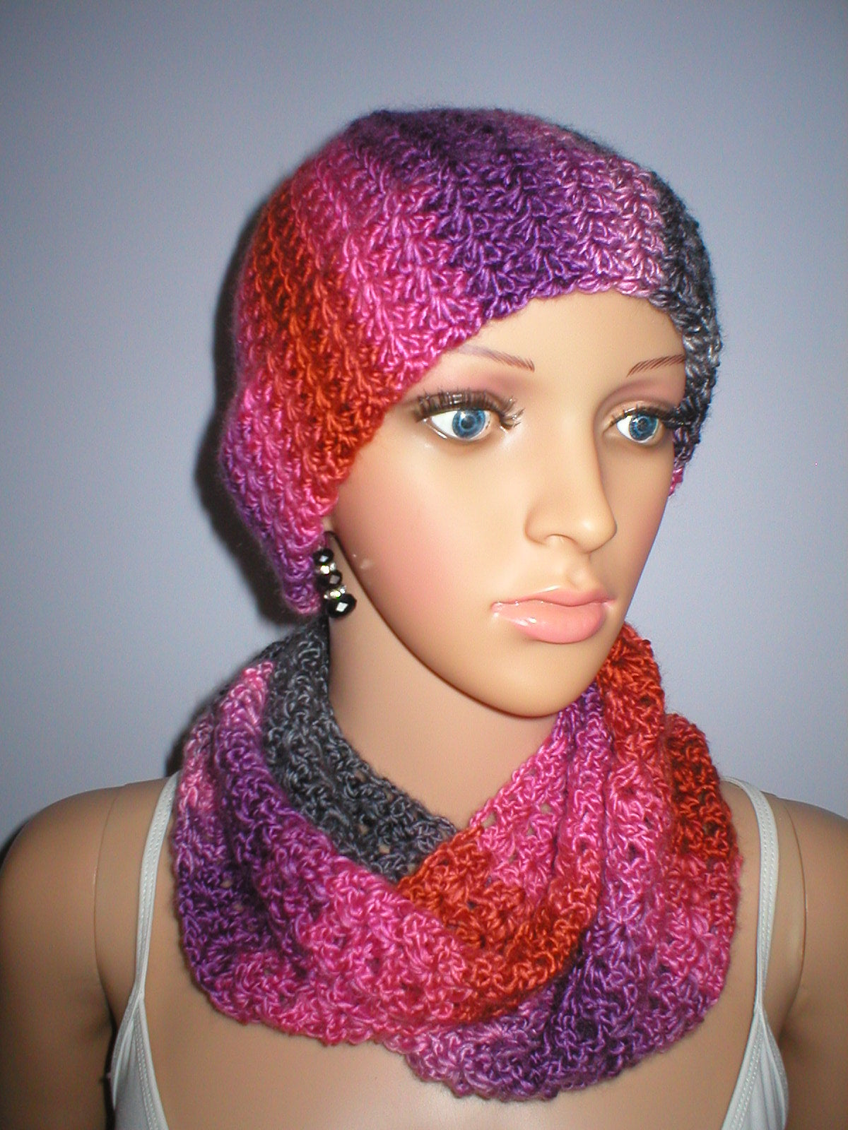 Soft sparkly hand crochet chemo beanie and infinity scarf - Luna
