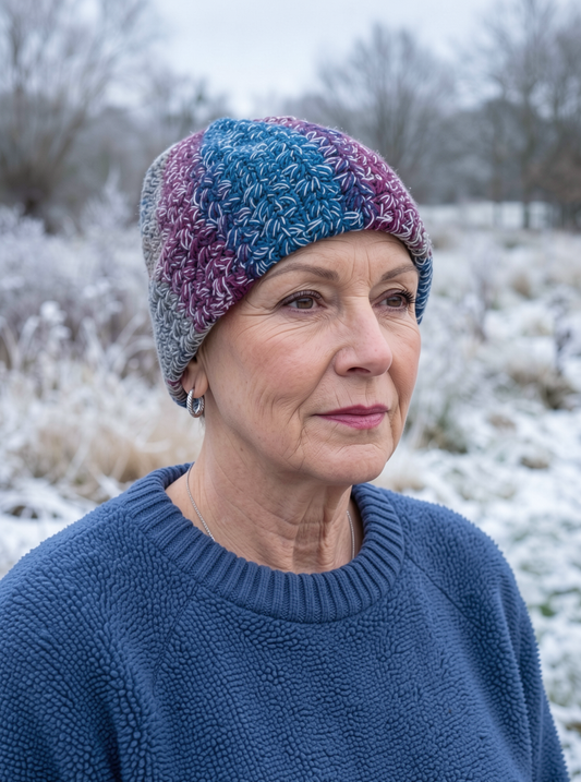 Supersoft hand crochet chunky beanie with turn up - Chic mix