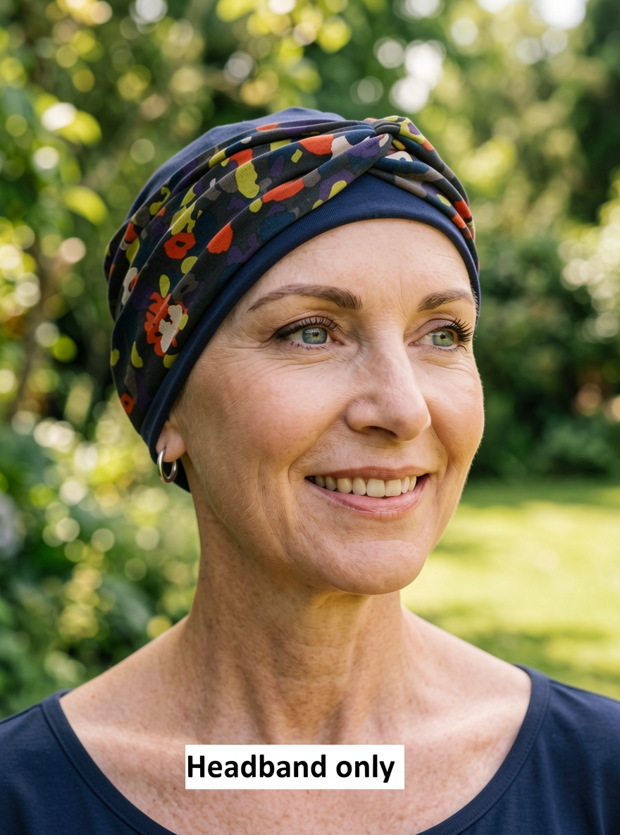 Soft patterned jersey twist chemo ladies headband - Sara winter palette