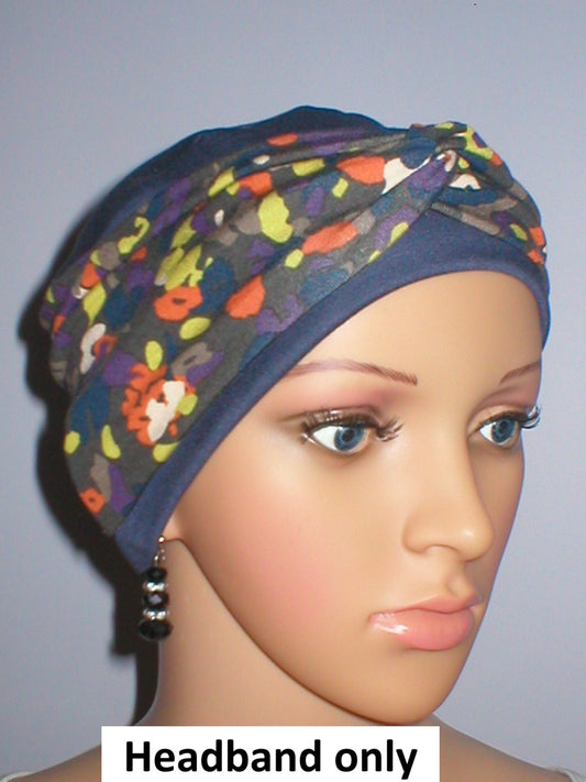 Soft patterned jersey twist chemo ladies headband - Sara winter palette